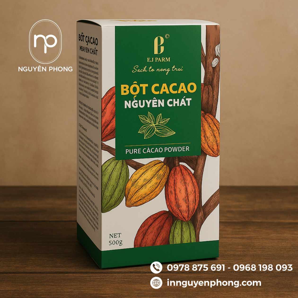 mẫu hộp giấy đựng cacao